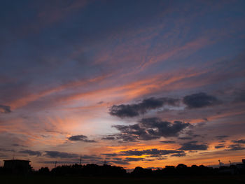 Low angle view of dramatic sky during sunset