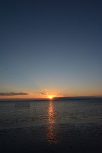 Scenic view of sea against sky at sunset