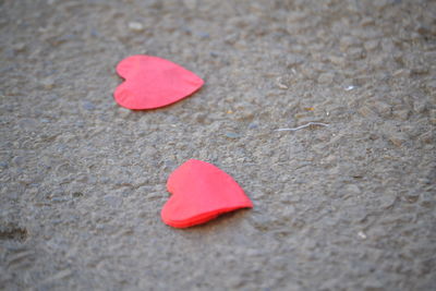 Close-up of heart shape on sand