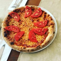 Close-up of pizza on table