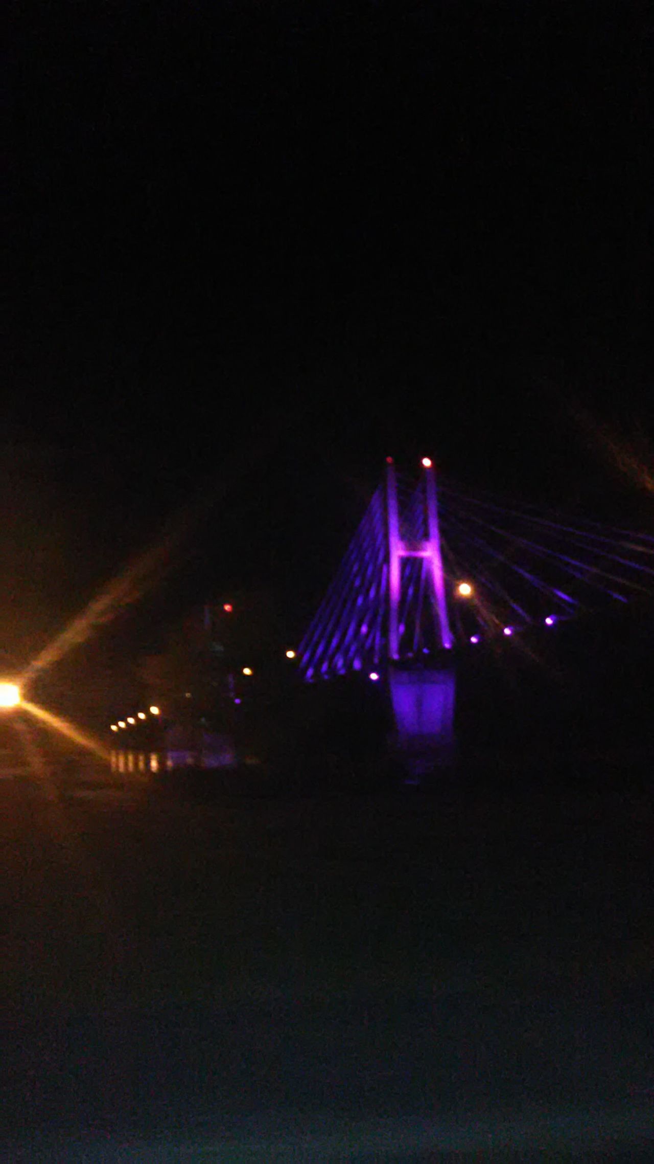 Purple lights Bayview Bridge Quincy, Illinois Prince died today