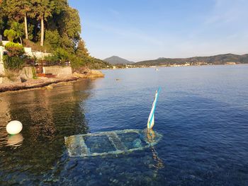 Scenic view of sea against blue sky