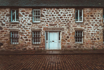 Closed door of building