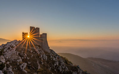 Fort against sky during sunset