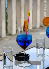 Close-up of wine glass on table