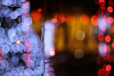 Defocused image of illuminated christmas lights