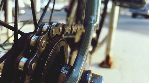 Close-up of old rusty bicycle