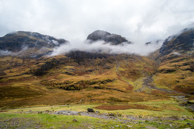 Scenic view of mountains against sky