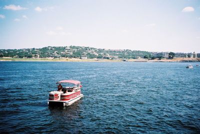 Boat sailing in sea