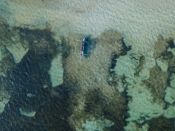 High angle view of surf on beach