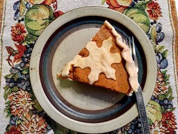 High angle view of food in plate
