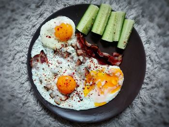 Close-up of breakfast in plate