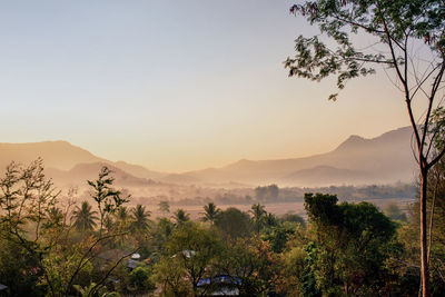 Scenic view of mountains against clear sky