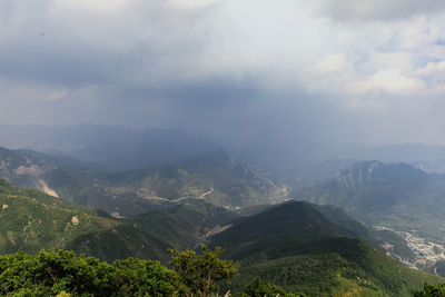 High angle view of townscape against sky