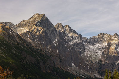 Rock formations on mountain against sky