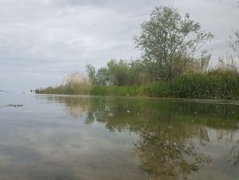 Scenic view of lake against sky