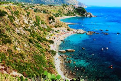 High angle view of sea shore