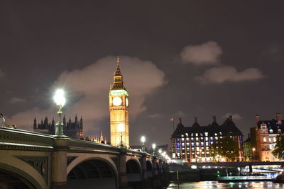 View of illuminated city at night