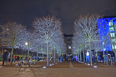 Illuminated street light at night