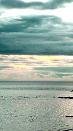 Scenic view of sea against cloudy sky