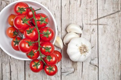 Directly above shot of tomatoes on table