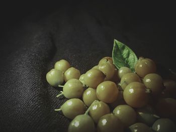 Close-up of tomatoes on black background