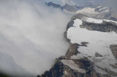 Scenic view of snow covered mountains