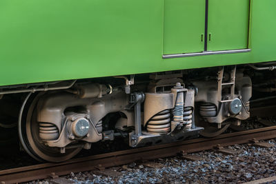 Close-up of train on railroad track