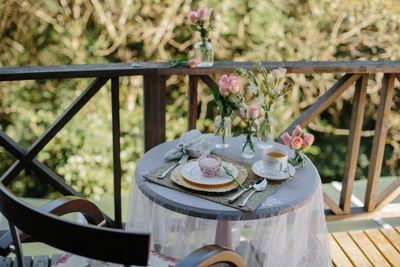 Breakfast served on table