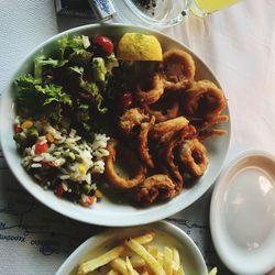 Close-up of food in plate on table