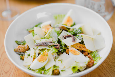Close-up of food in bowl on table