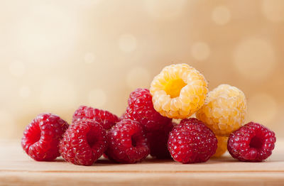 Close-up of strawberries on table