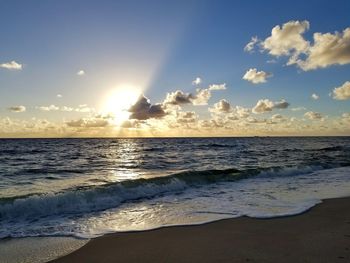 Scenic view of sea against sky at sunset