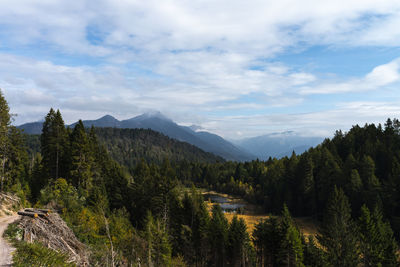 Scenic view of mountains against sky