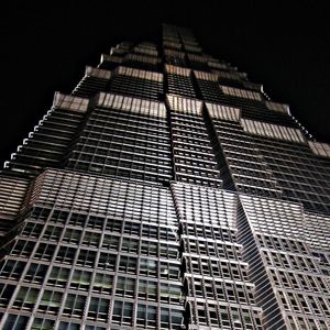 Low angle view of building at night