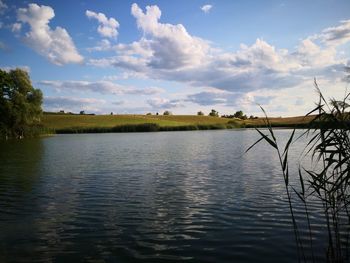 Scenic view of lake against sky