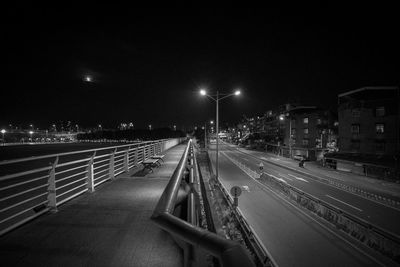 High angle view of city street at night