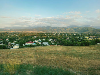 Panoramic views of the mountains.
panoramic view of the village from the hill.