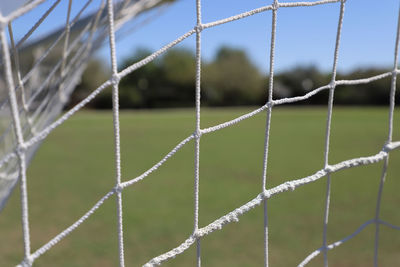 Abstract closeup image of white football net