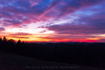 Scenic view of dramatic sky during sunset