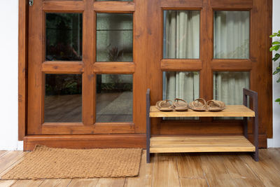 Open door of building