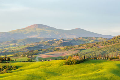 View of valleys and hills in tuscany, italy