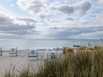 Scenic view of beach against sky