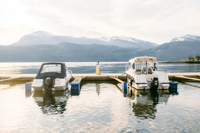 Scenic view of lake and mountains