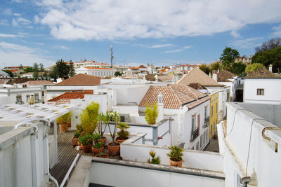 High angle view of townscape against sky