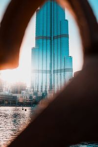 Low angle view of buildings against sky in city