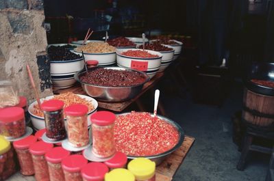 Spices for sale at market stall