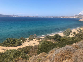 Scenic view of sea against clear sky