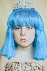 Portrait of girl with blue hair