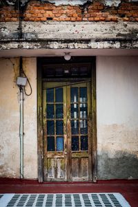 Closed door of house